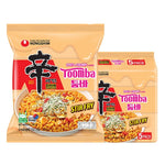 NONGSHIM Toomba spicy and creamy dry grocery noodles pack, 137g x5, with image of the noodle package and vibrant design.