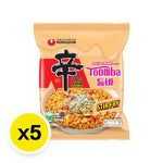 Nongshim Toomba spicy and creamy dry grocery snack pack, 137g x 5, with vibrant packaging featuring noodles and flavor images.