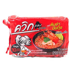 Quick Tom Yum Mun Goong Flavour Instant Noodles 60g x10 pack, dry grocery with spicy shrimp flavor and vibrant packaging.