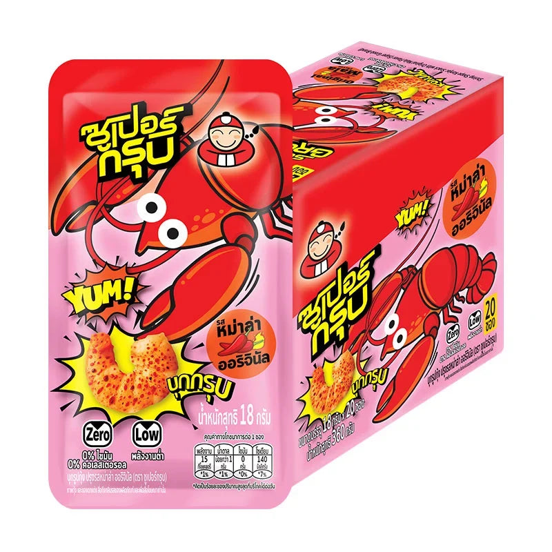 Super Groob Konjac Snack Shrimp Mala in 360g package, dry grocery snack, spicy and savory seafood-flavored confectionery.