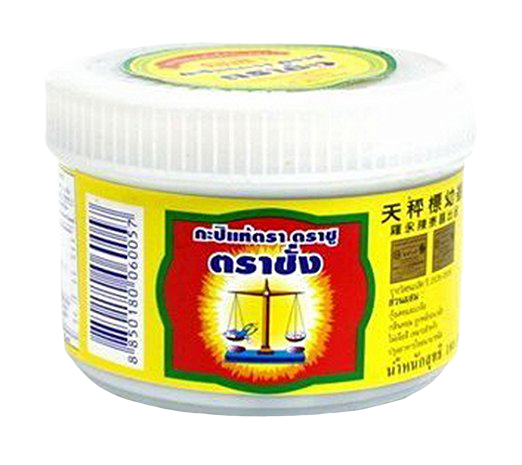 Tra Chang shrimp paste jar, a key ingredient in Asian cooking, with a clear label and lid on a white background.