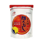 AJINOMOTO Hondashi Katsuodashi dried bonito stock granules in a 1kg package, shown in a clear resealable bag for dry grocery use.