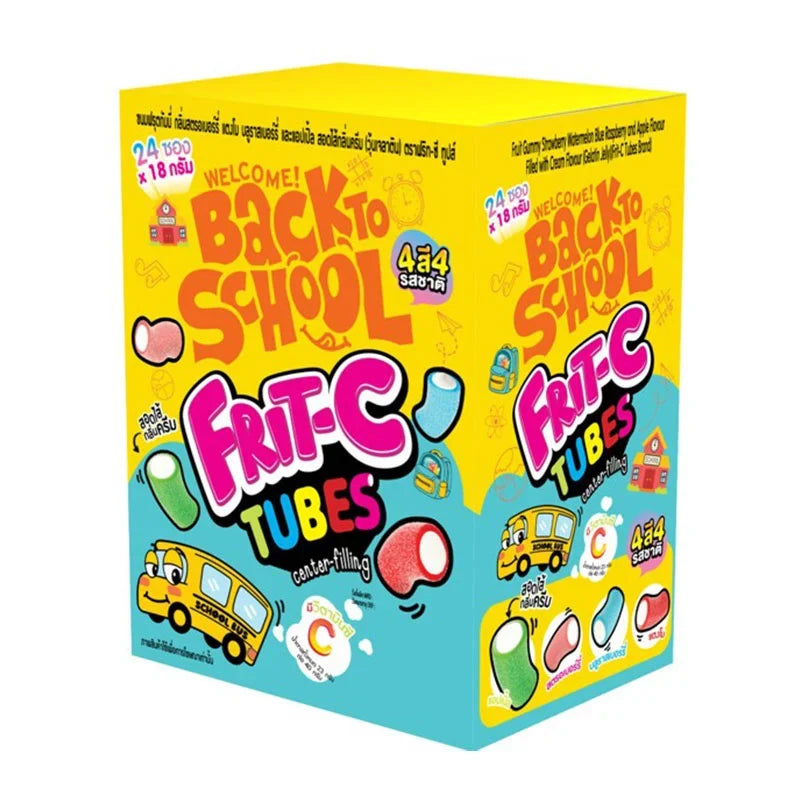 FRIT-C Frit-c Tube Gummy snacks, 18g x 24, colorful gummy candies in a tube, perfect for back-to-school treats.