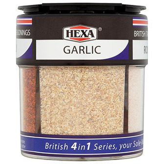 Hexa British Table Seasonings 4-in-1 pack with assorted spice blends for cooking and flavoring.