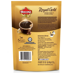 Moccona Dark Roasted coffee drink in a glass mug showing rich, dark coffee with a smooth surface and frothy top.