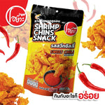 O-YUA crispy fried shrimp snack with sweet chili flavor, showcasing golden-brown shrimp pieces in a crunchy snack form.