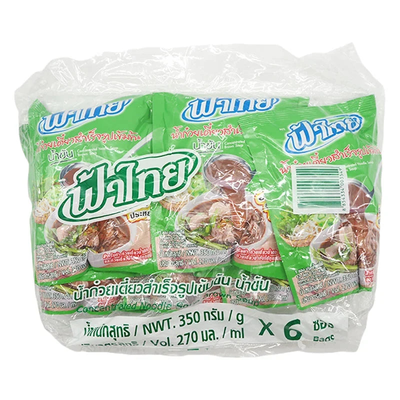 Fathai Concentrated Noodle Soup 350g pack, dry grocery product showing packaged noodle soup with branding and nutritional info.