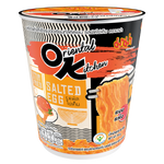 Mama Ok Cup Salted Egg, a grocery product, featuring a salted egg snack in a convenient cup packaging.