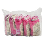 Benjarong fragrant rice 1kg pack, part of a 5-pack, showing white dry rice grains in a clear bag for cooking and gourmet use.