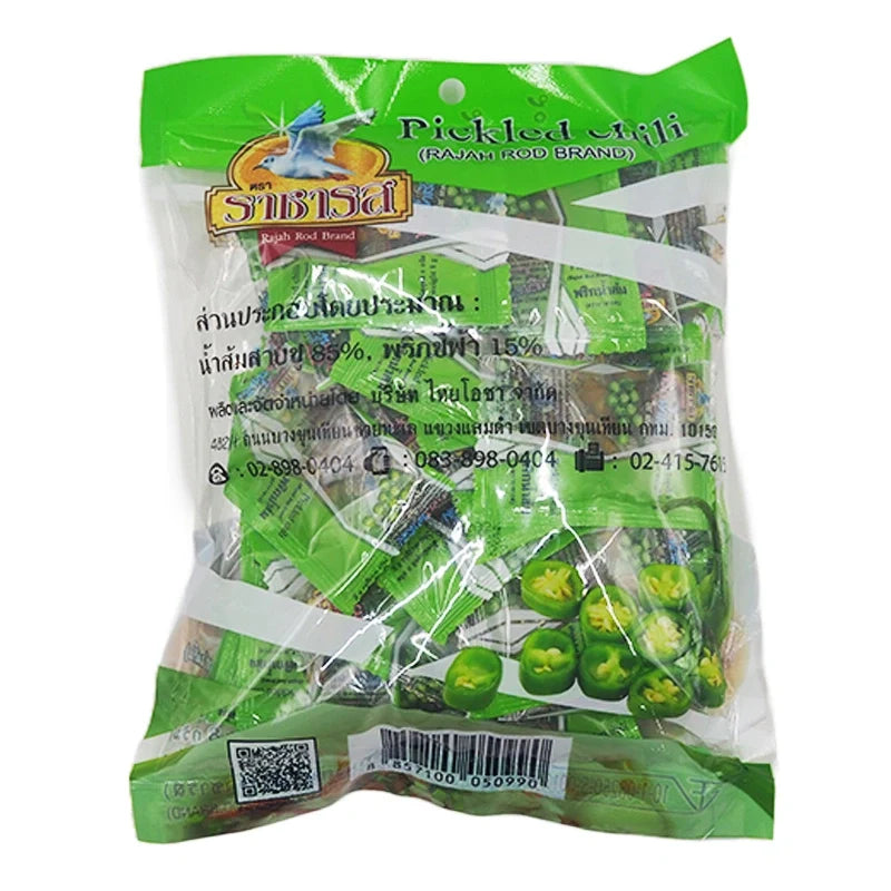 Rajahrod Pickled Chili Sauce 8g packet, dry grocery item with spicy, tangy chili flavor in a compact sachet