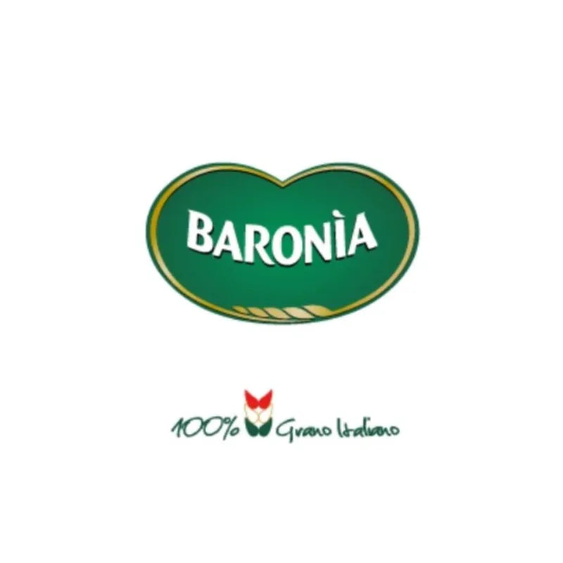Baronia Orzi pasta 500g, dry grocery product, showing a close-up of uncooked pasta with a textured surface and golden color.