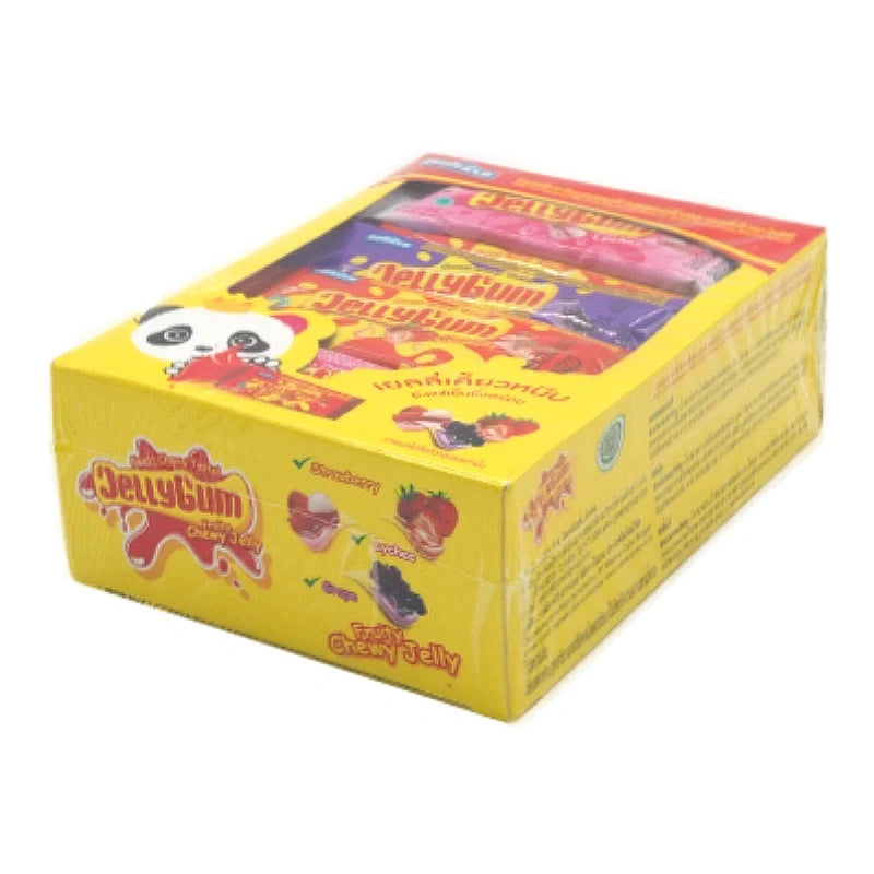 Donald Jelly Mix Fruit 25g snack pack, colorful assorted fruit-flavored gummy candies in a clear package.
