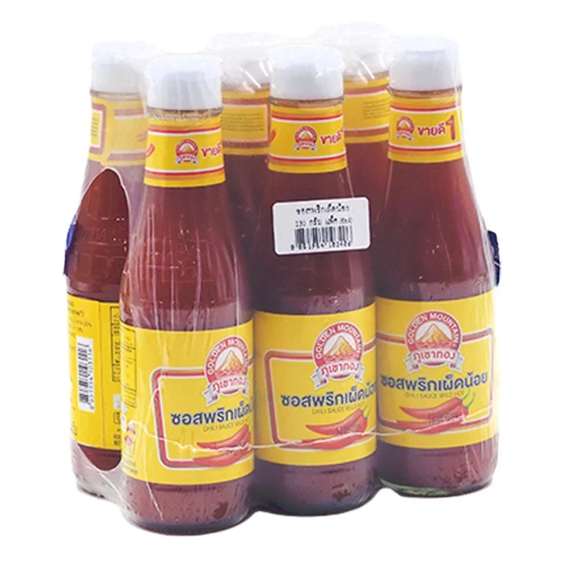 Golden Mountain Chili Sauce 230g package, spicy Asian condiment for cooking and dipping, from the Golden Mountain brand.