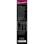 Carman's Dark Choc & Cranberry Protein Bar showing dark chocolate coating, cranberries, and oats on wrapper.