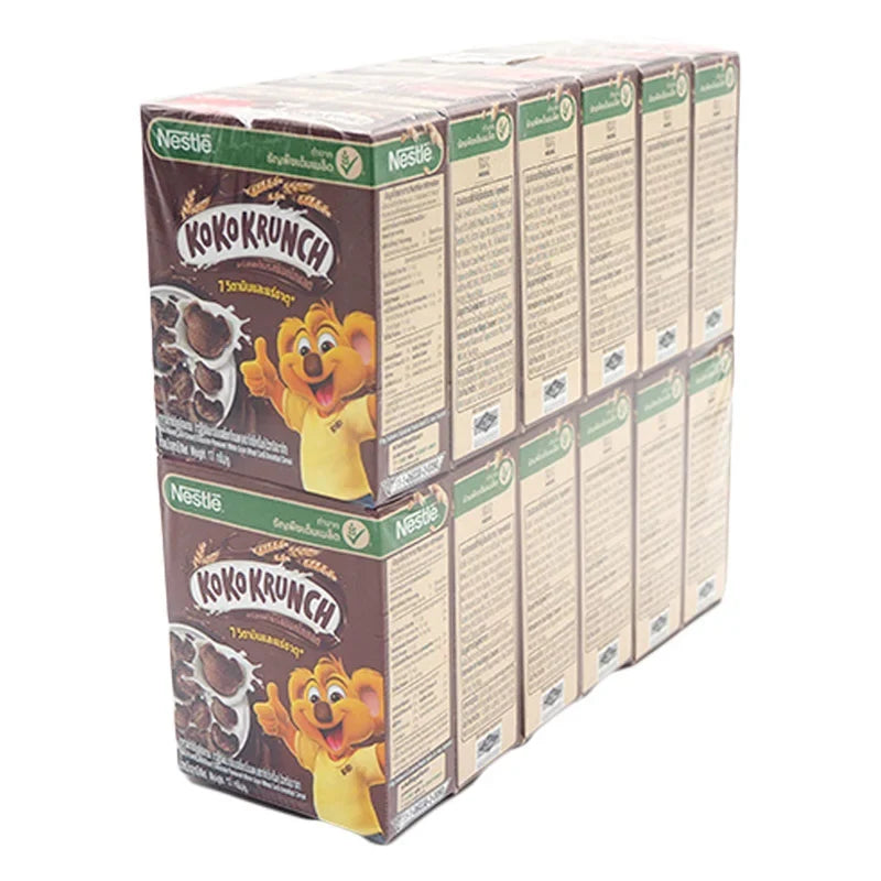 Koko Krunch Nutrismart Chocolate flavored whole grain wheat cereal in a box, ideal for breakfast and snack time.
