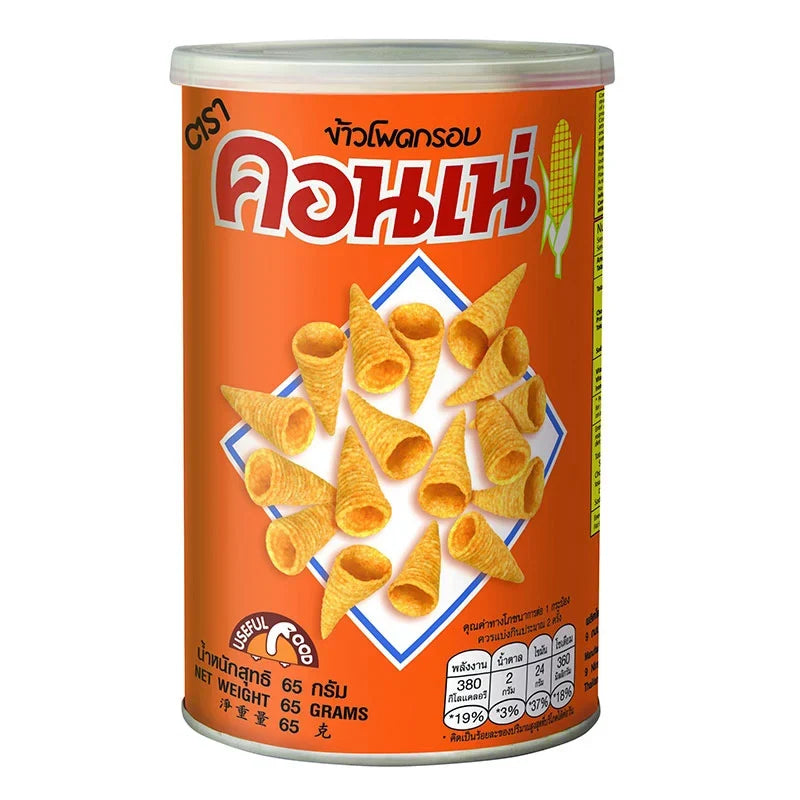 Conne Cornae Corn Snack 65g in colorful packaging, crispy corn snack for dry grocery and confectionery snack lovers.