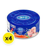 Cans of ARO XNAUTILUS Tuna Chunk in Oil, 165g each, arranged in a pack, suitable for dry grocery shopping.