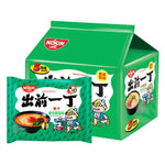 Nissin Ramen Tonkotsu dry grocery package with 100g of instant noodle soup in a black and white design.