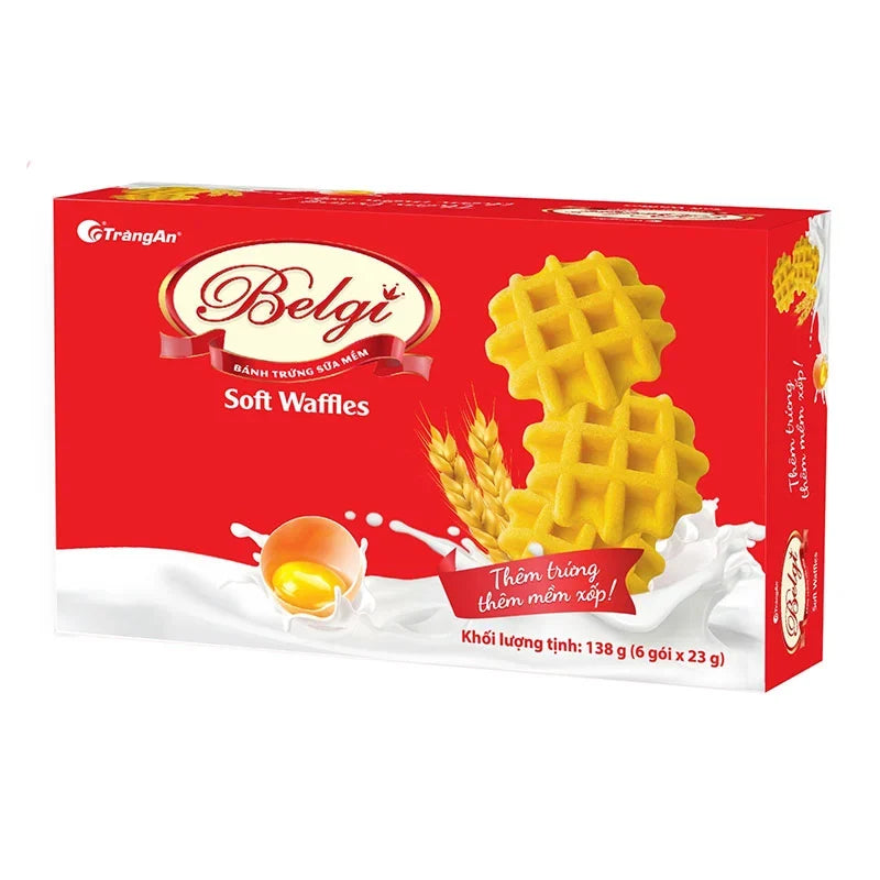 Belgi Soft Waffle Butter Milk snack pack with six 23g waffle treats, ideal for dry grocery and confectionery snacks.