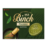 Lotte Binch Biscuit Matcha snack confections in a 204g package, featuring green matcha-flavored biscuits and confections.