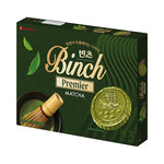 Lotte Binch Biscuit Matcha snack box showing green matcha-flavored biscuits stacked in a clear package.