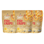 Chaolay Fish Crisps snacks in a 100g pack, shown in a bundle of three, crispy seafood snack from CHAOLAY.