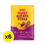 Nongshim Sweet Potato Sticks snack pack, 80g x6, crispy dried sweet potato snack from Nongshim in colorful packaging.