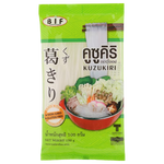 Bif Kuzukiri healthy grocery product in clear packaging showing thin, translucent noodle-like kuzukiri strands.