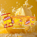 Grinny Waffle Crisp Butter Milk Flavor snack in 18g pack, dry grocery confectionery with crispy waffle texture and butter milk flavor