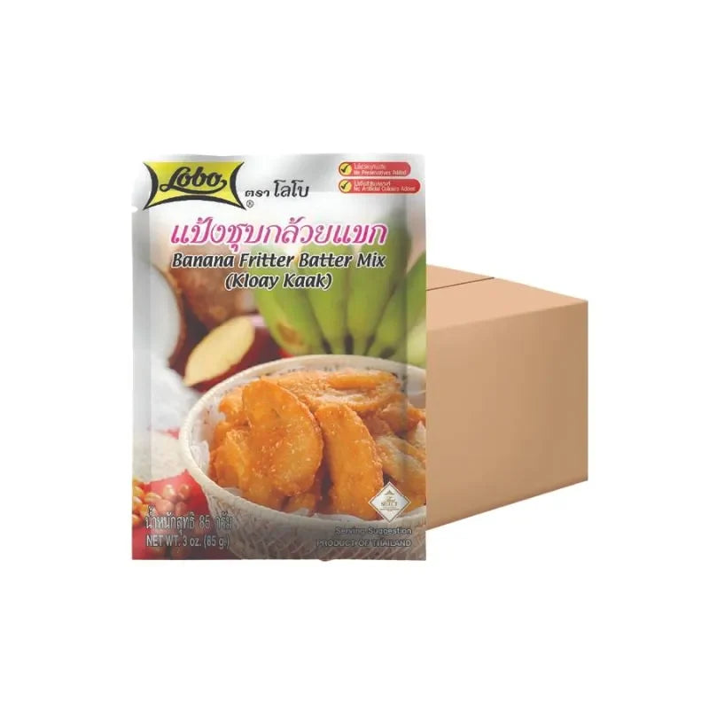 Lobo Banana Bread Flour 85g, dry grocery product in a sealed box with branding, suitable for baking banana bread.