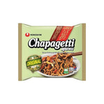 Nongshim Chapagetti instant noodle pack, dry grocery product with black and red packaging featuring noodle images.