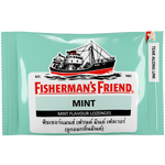 Fisherman's Friend Green Mint confectionery snack package with mint candies and bright green branding.