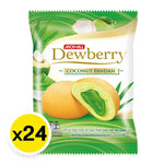 Dewberry Coconut Pandan Cake 15g snack pack, dry grocery confectionery with green pandan flavor and shredded coconut, 24 pieces