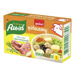 Knorr Pork Cube 20g, dry grocery seasoning cube for enhancing pork dishes, with a clear view of the packaged product.