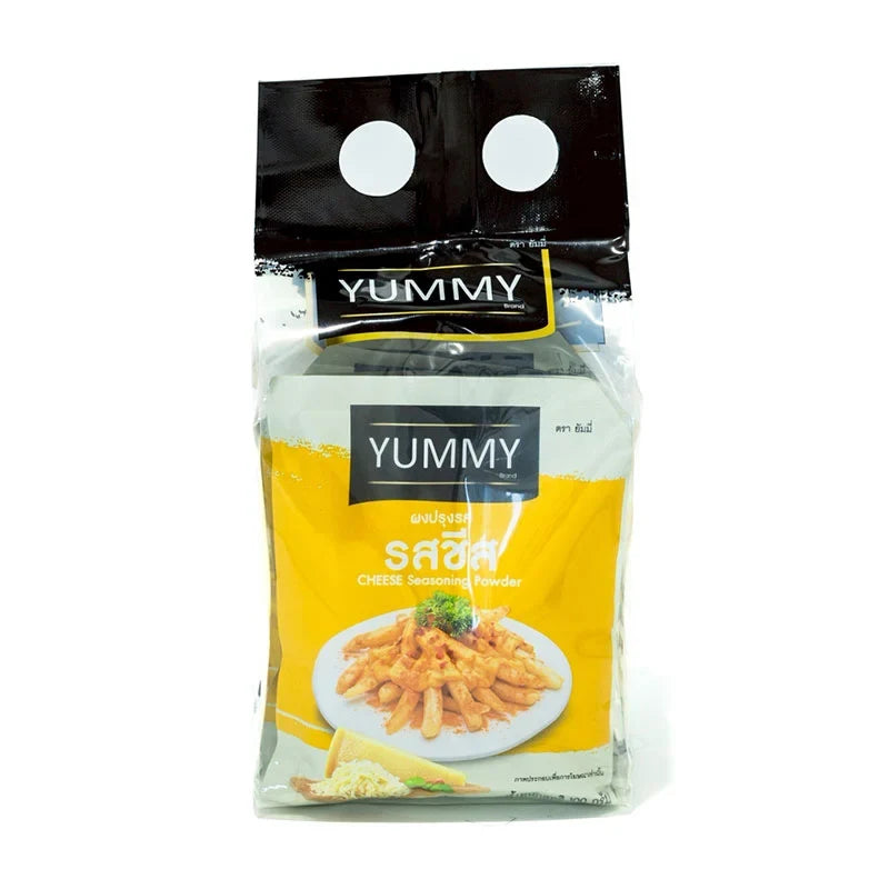 YUMMY Yummy Cheese Seasoning Powder 100g packet, dry grocery product with cheese flavor and bright packaging.