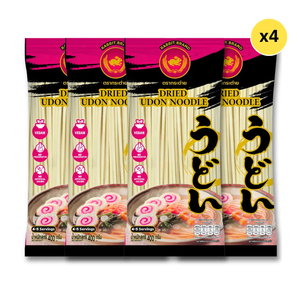 Dry Rabbit Brand Udon Noodles 400g package with clear branding and Japanese-style packaging.