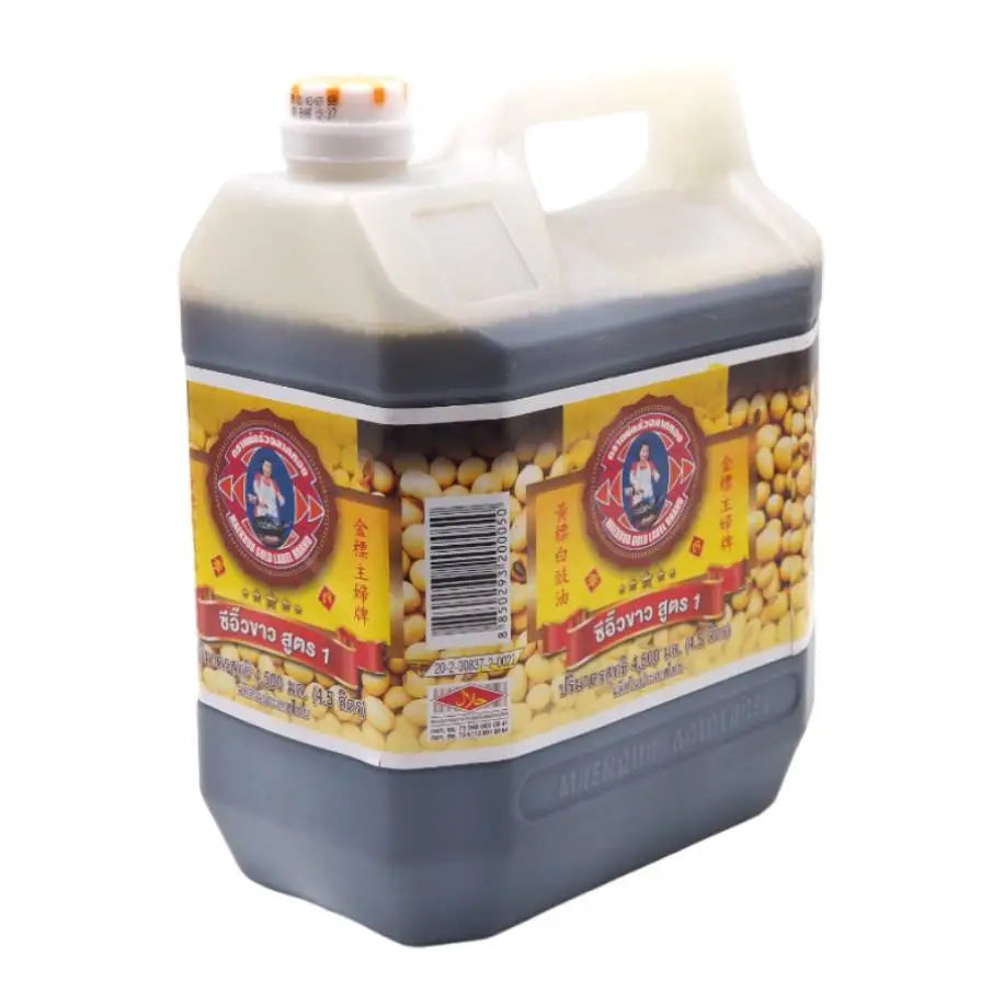 Maekrua Soybean Sauce Formula 1 in a 4.5L bottle, traditional Asian dry grocery soy sauce from MAEKRUA.
