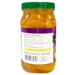 Canned Mcgarrett sliced peaches in syrup, bright yellow peach slices in sweet syrup, ideal for desserts or snacking.