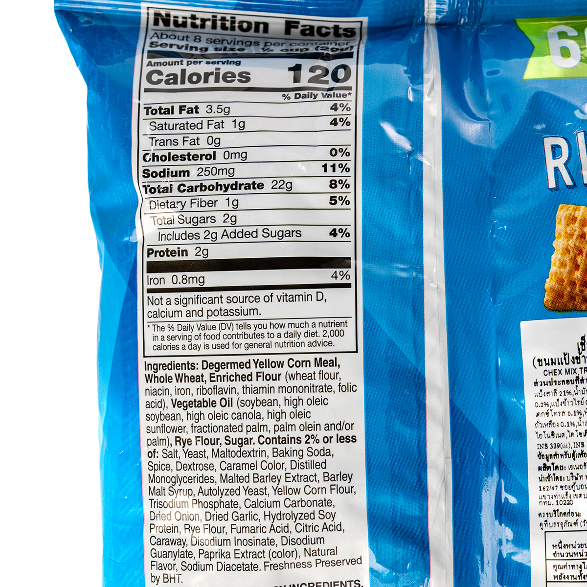 General Mills Chex Mix snack bag featuring traditional confectionery snack mix with crunchy cereal pieces and mix-ins.