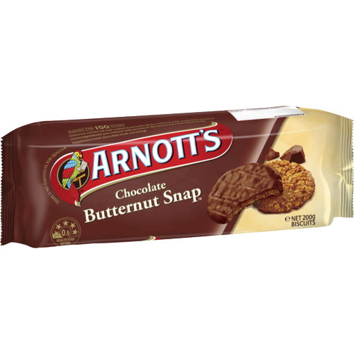Arnott's Butternut Snap chocolate biscuits displayed on a plate, showcasing their crispy texture and chocolate coating.
