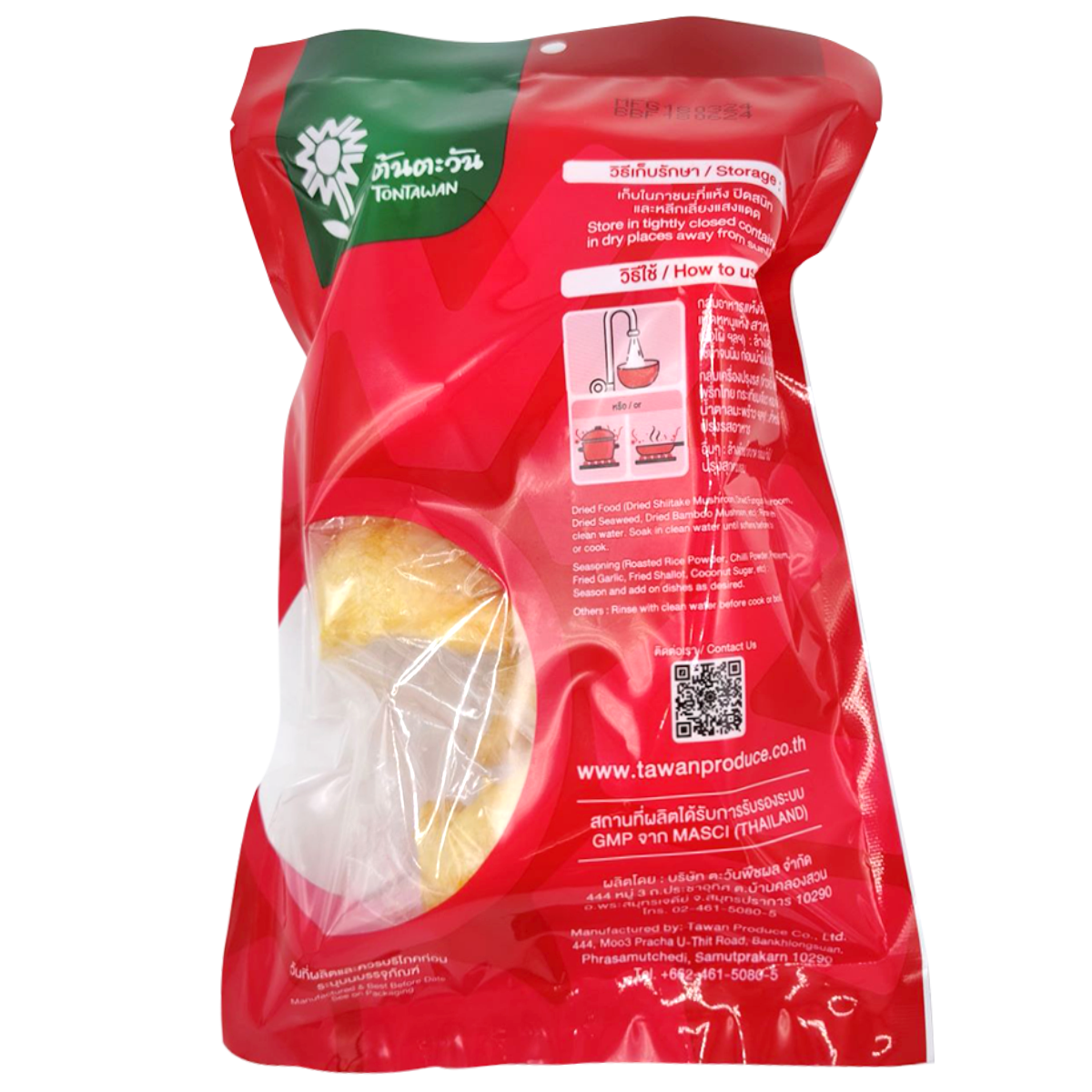 Tontawan Fish Maw in clear packaging, ready for cooking, from Tontawan grocery brand.
