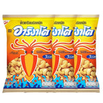 Arigato Cuttlefish Crackers 65g pack, three boxes of crispy seafood snack from the dry grocery and confectionery category.