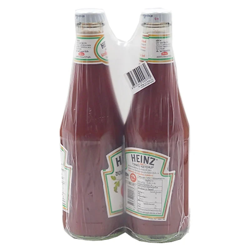 Heinz Tomato Sauce 600g bottles shown in a duo pack, ideal for dry grocery storage and cooking.