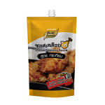 Pure Food Chicken Glazing Sauce with garlic, a grocery product in a bottle, perfect for adding flavor to chicken dishes.