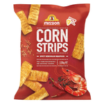 Mission spicy Szechuan seafood tortilla chips, crunchy confectionery snack with bold flavors and vibrant seafood seasoning.