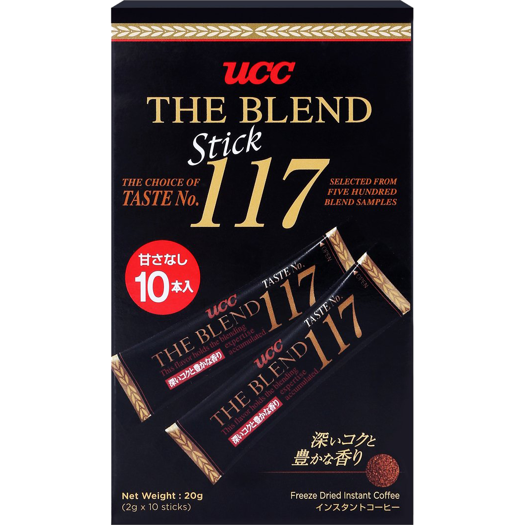 Ucc Stick 117 instant coffee sachet for quick, easy coffee drinks, featuring the Ucc brand logo and packaging.