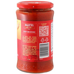 Jar of Mutti pasta sauce with Parmigiano Reggiano, showcasing rich tomato sauce and grated cheese on top.