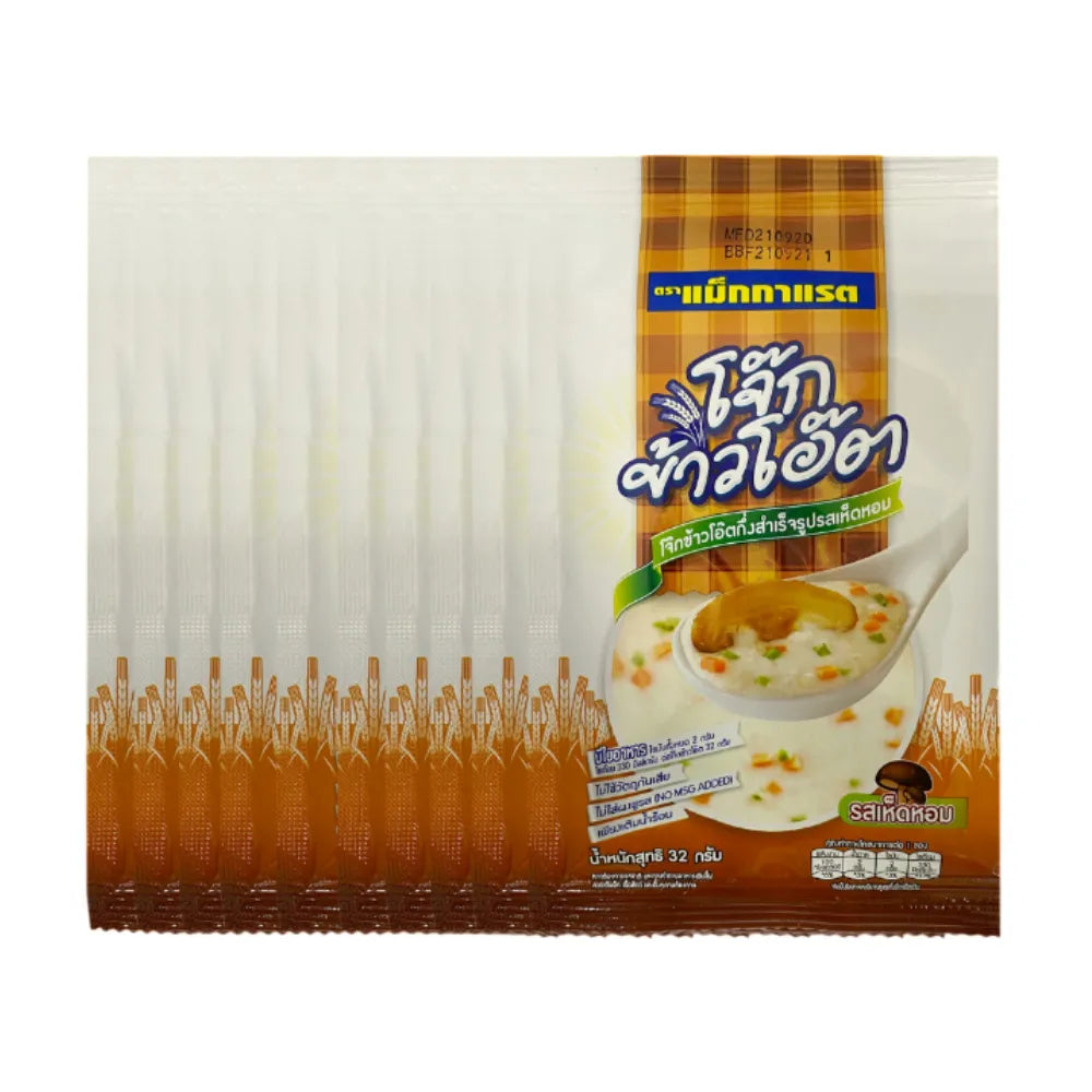 Mcgarrett Mushroom Flavor Instant Oatmeal Porridge 32g in dry grocery packaging, showcasing the product with a focus on flavor and brand.