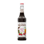 Bottle of Monin Raspberry Tea Syrup in 700ml size, featuring the label and packaging for dry grocery use.