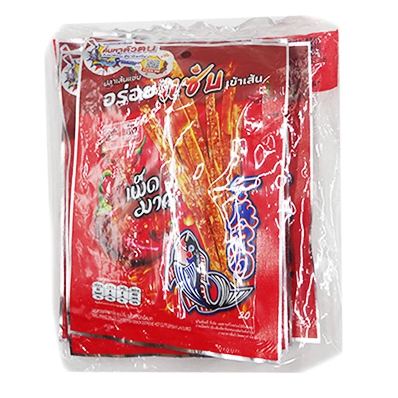 Taro brand hot cuttlefish flavored fish snack coated with taro sauce, 18g x6 packs, dry grocery snack confectionery.